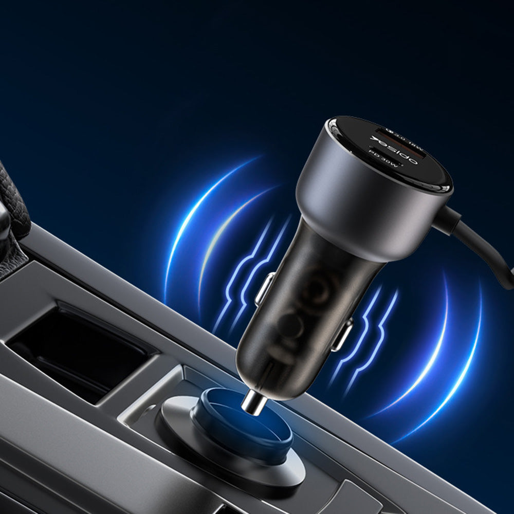 Auto-Ladegerät mit Lightning-Kabel Yesido Y57, 50W, 3A, 1 x USB-A - 1 x USB-C, Schwarz