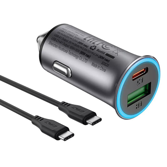 Auto-Ladegerät mit USB-C Kabel Acefast B16, 95W, 3.25A, 1 x USB-A - 1 x USB-C, Grau