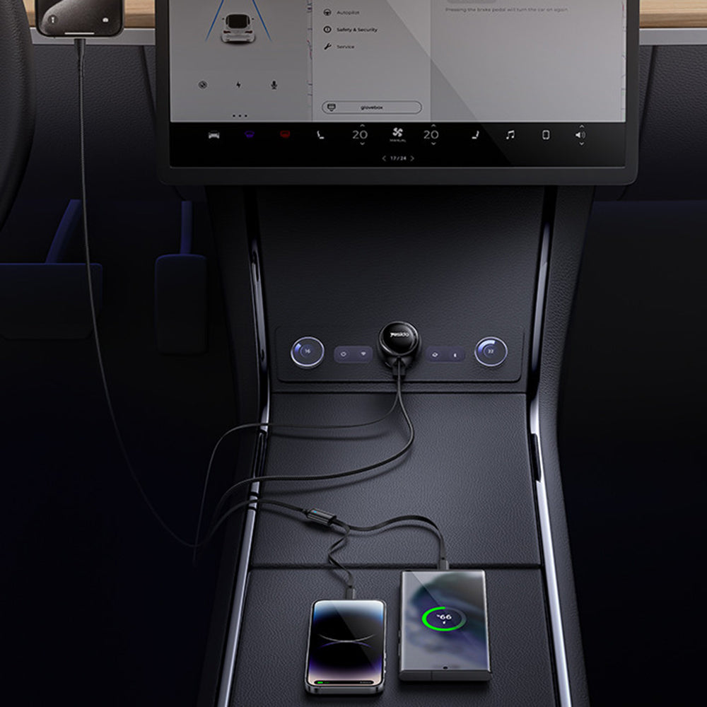 Auto-Ladegerät mit USB-C / Lightning-Kabel Yesido Y61, 53W, 3A, 1 x USB-A, Schwarz