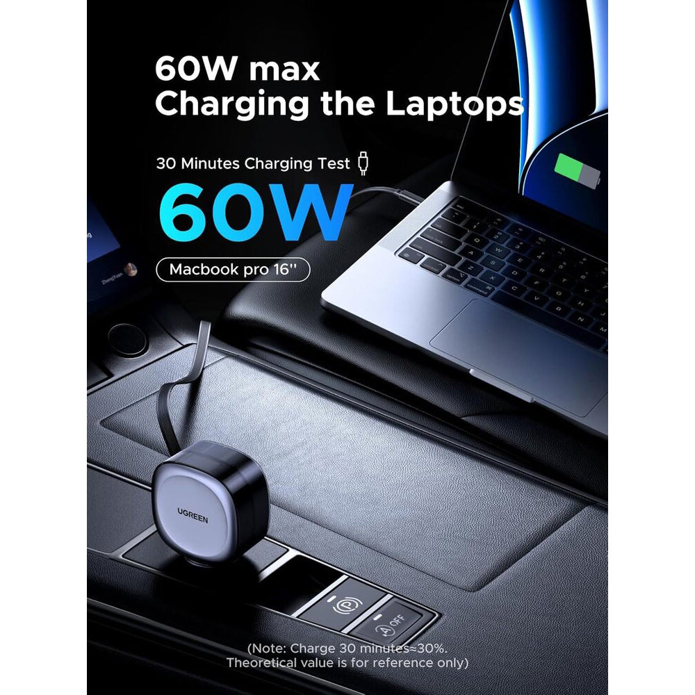 KFZ-Ladegerät mit USB-C Kabel UGREEN EC601, 75W, 3A, 1 x USB-A - 1 x USB-C, Grau