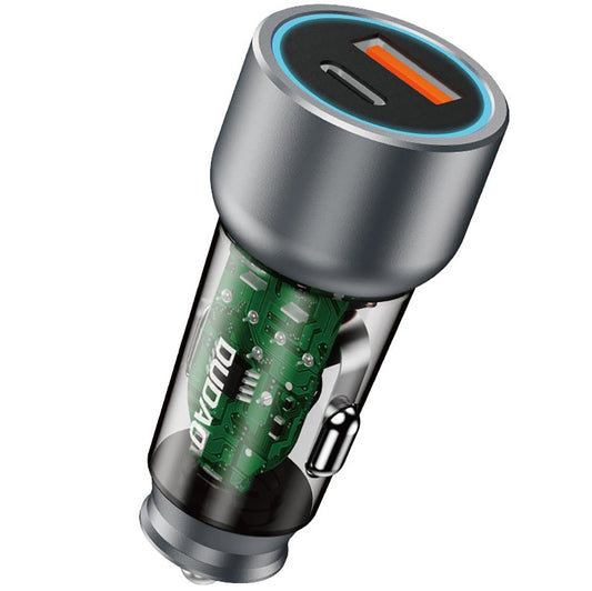 Car Charger Dudao R4T, 30W, 3A, 1 x USB-A - 1 x USB-C, Grey