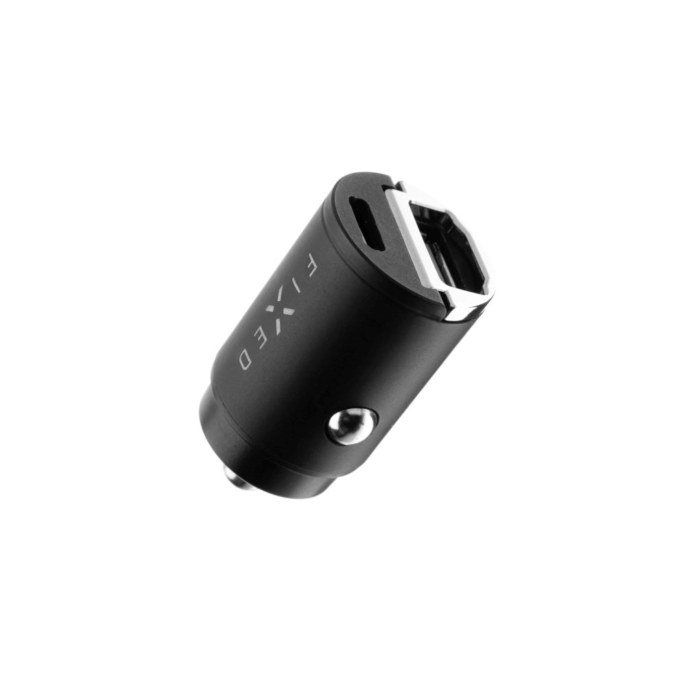 Fixed Auto Charger, 30W, 3A, 1 x USB-A - 1 x USB-C, Black