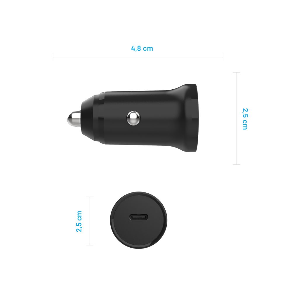 Auto-Ladegerät Fixed, 30W, 3A, 1 x USB-C, Schwarz
