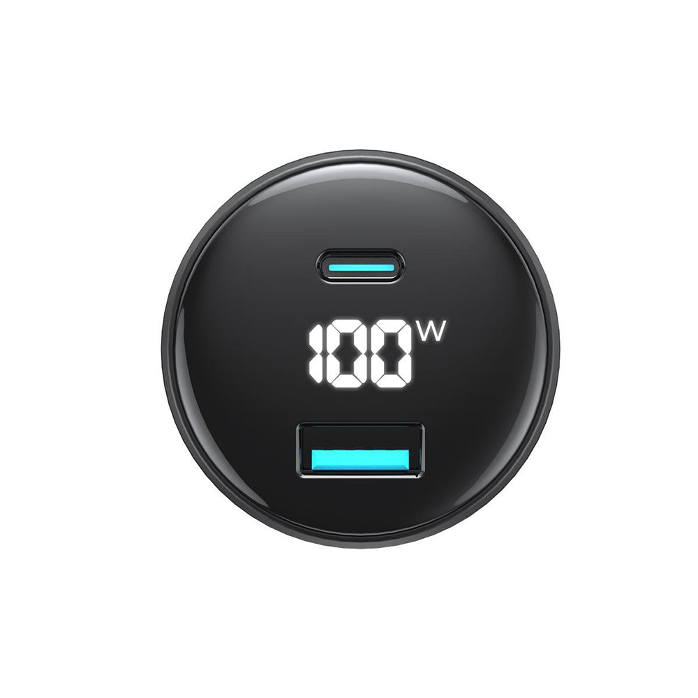 HAVIT CC100W Display Car Charger, 100W, 5A, 1 x USB-A - 1 x USB-C, Black