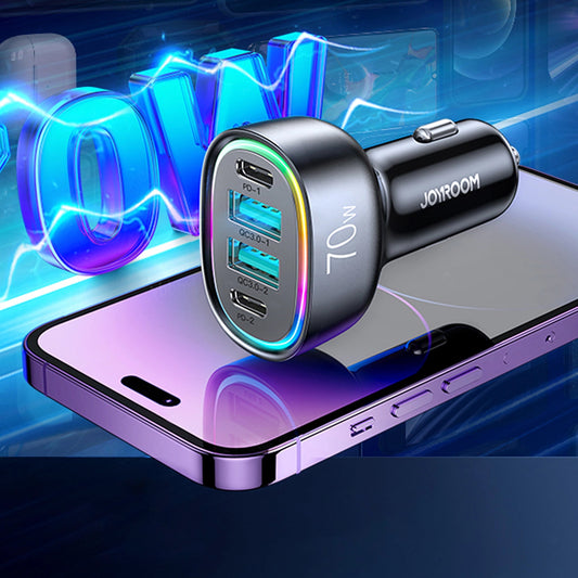Joyroom Autoladegerät JR-CL29, 70W, 3A, 2 x USB-A - 2 x USB-C, Schwarz