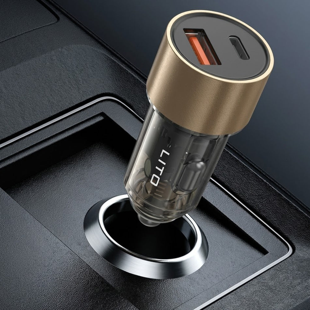 Auto-Ladegerät Lito IN-C04, 52W, 3A, 1 x USB-A - 1 x USB-C, Schwarz