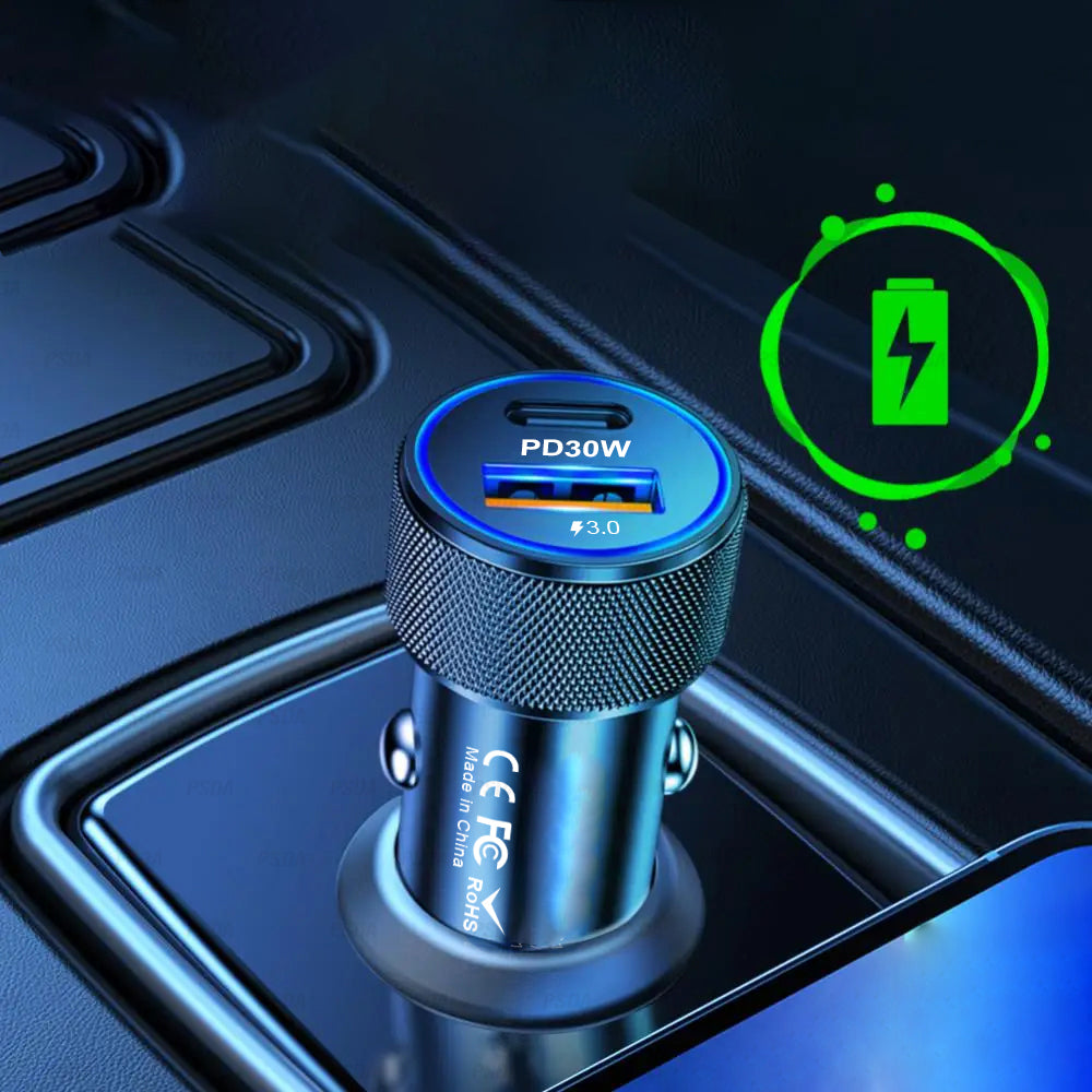 Auto-Ladegerät Techsuit C2 VoltDuo, 30W, 3A, 1 x USB-A - 1 x USB-C, Schwarz