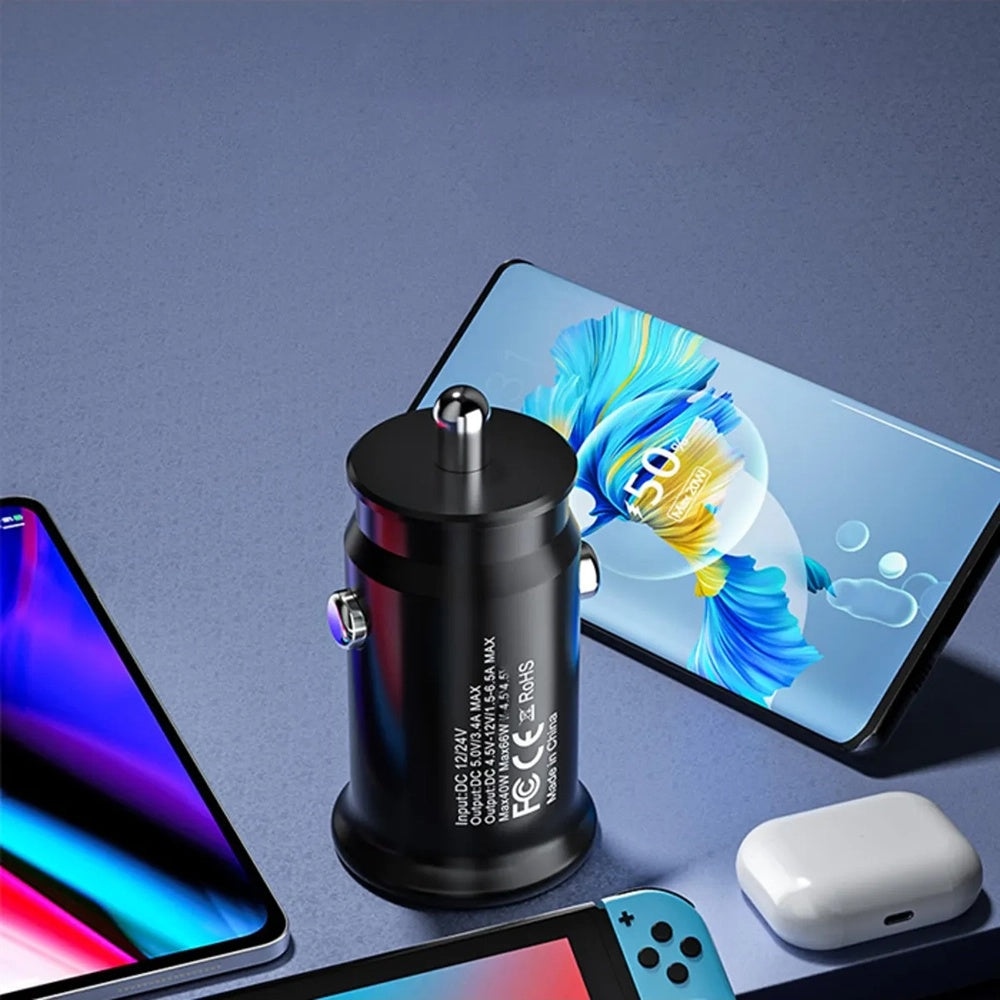 Auto-Ladegerät Techsuit C4 MiniFuseX, 20W, 3A, 1 x USB-A - 1 x USB-C, Schwarz