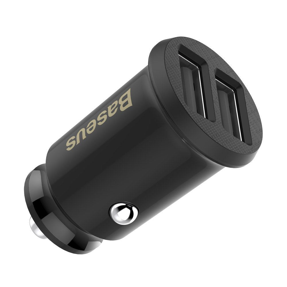 Autoladegerät Baseus Grain, 10W, 2,4A, 2 x USB-A, Schwarz CCALL-ML01