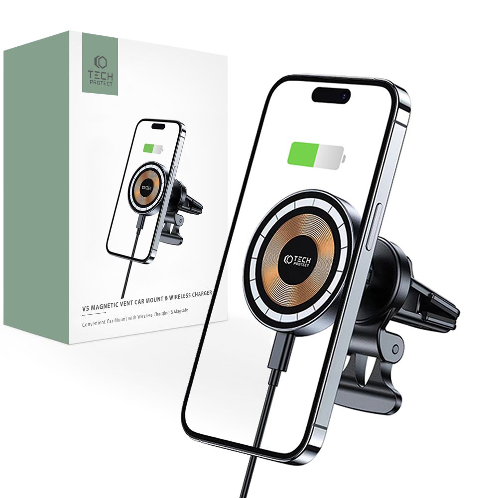 Wireless Car Charger Tech-Protect V5, 15W, 1.67A, Black