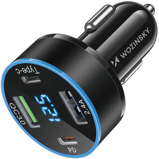 Autoladegerät WZK WDCCB, 50W, 3A, 2 x USB-A - 2 x USB-C, Schwarz