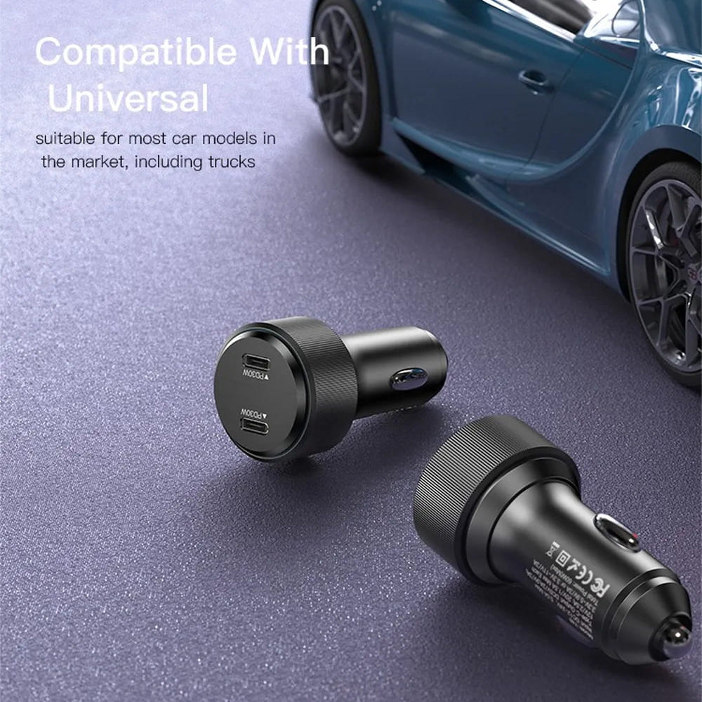 Auto-Ladegerät Yesido Y48, 60W, 3A, 2 x USB-C, Schwarz