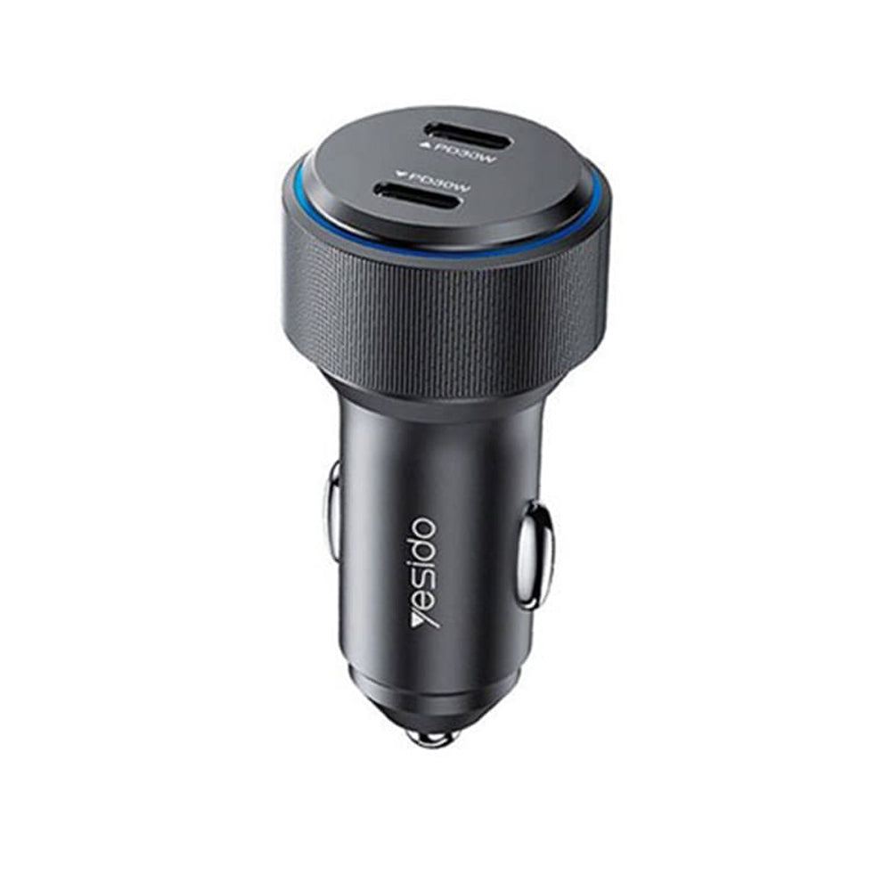 Auto-Ladegerät Yesido Y48, 60W, 3A, 2 x USB-C, Schwarz