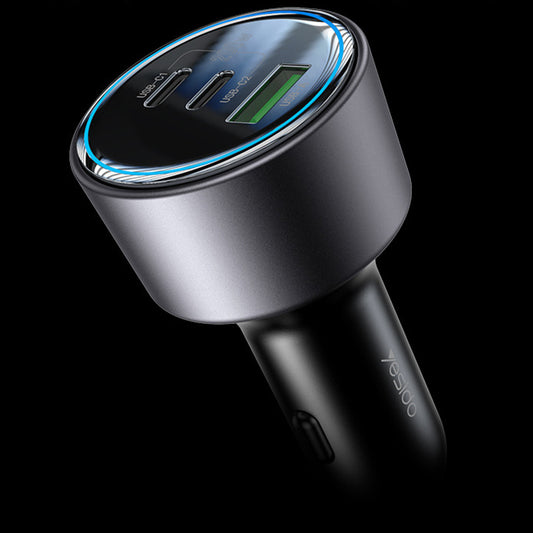Yesido Y59 Car Charger, 200W, 5A, 1 x USB-A - 2 x USB-C, Black