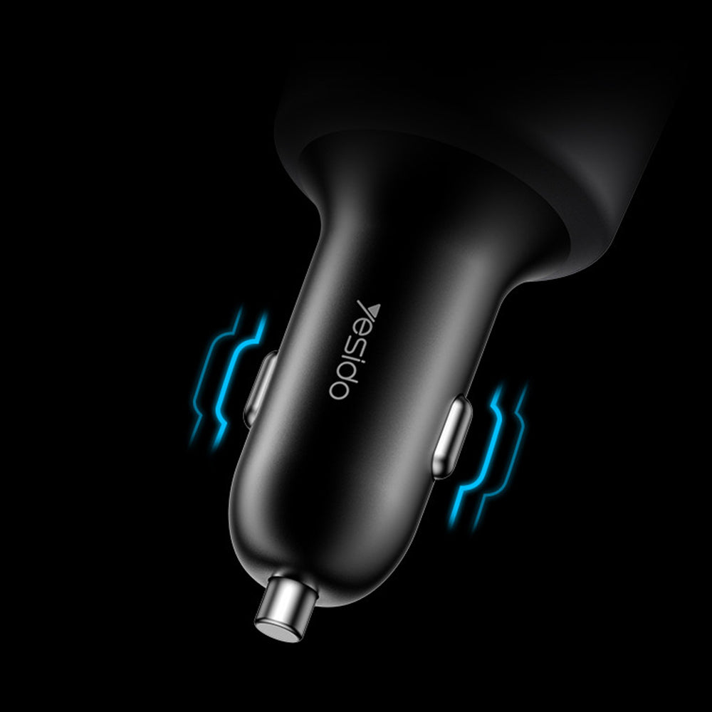Auto-Ladegerät Yesido Y59, 200W, 5A, 1 x USB-A - 2 x USB-C, Schwarz