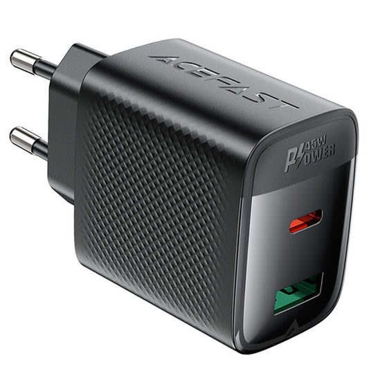 Netzladegerät Acefast A106, 45W, 3A, 1 x USB-A - 1 x USB-C, Schwarz