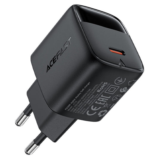 Acefast A115 Netzladegerät Display, 30W, 3A, 1 x USB-C, Schwarz