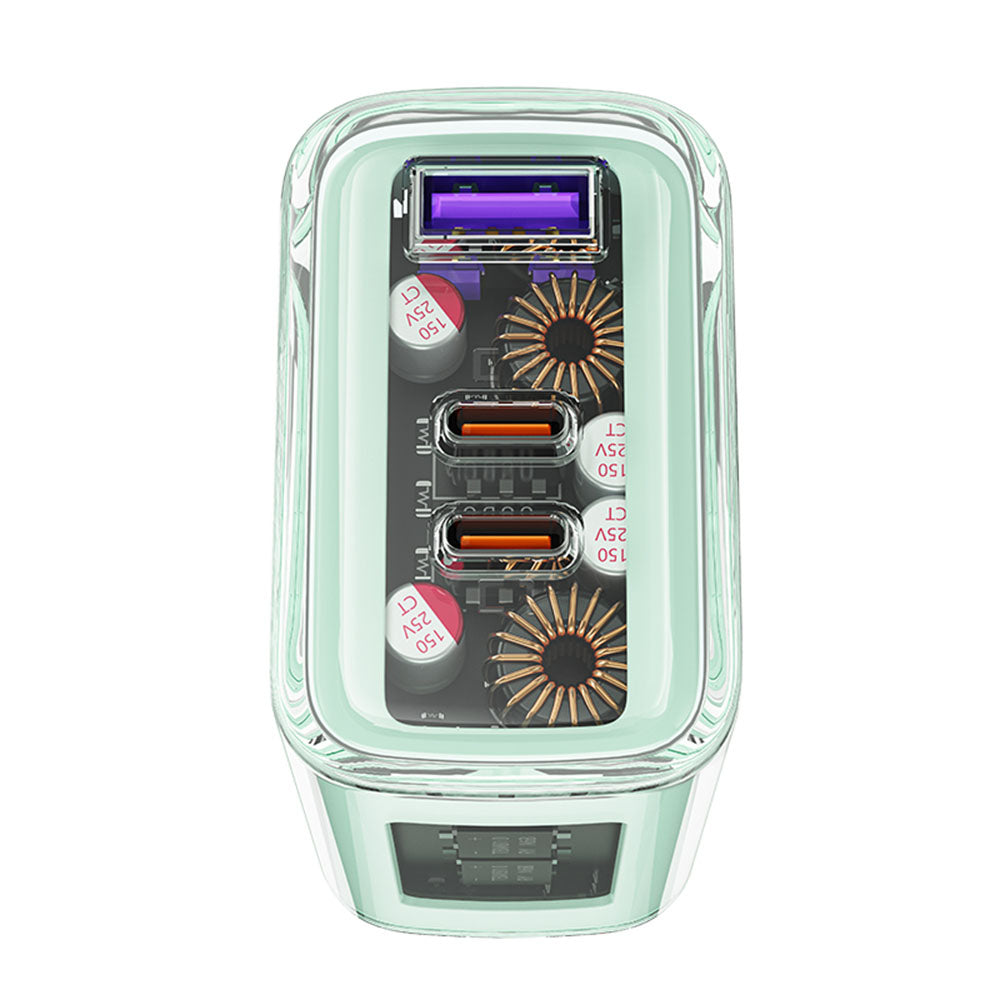 Netzladegerät Acefast A45 Exploration, 65W, 3.25A, 1 x USB-A - 2 x USB-C, Grün