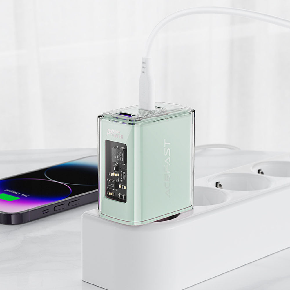 Netzladegerät Acefast A45 Exploration, 65W, 3.25A, 1 x USB-A - 2 x USB-C, Grün