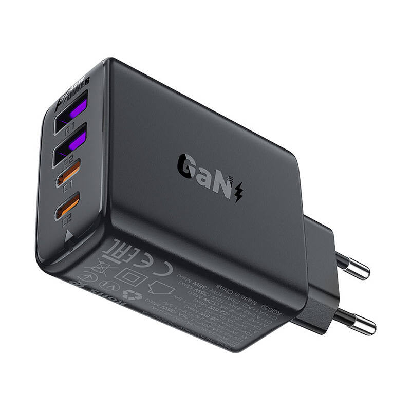 Acefast A61 Netzteil 45W | 2x USB-A & 2x USB-C | PD & QC | Schwarz