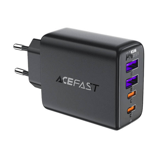 Netzwerk-Ladegerät Acefast A61, 45W, 3A, 2 x USB-A - 2 x USB-C, Schwarz