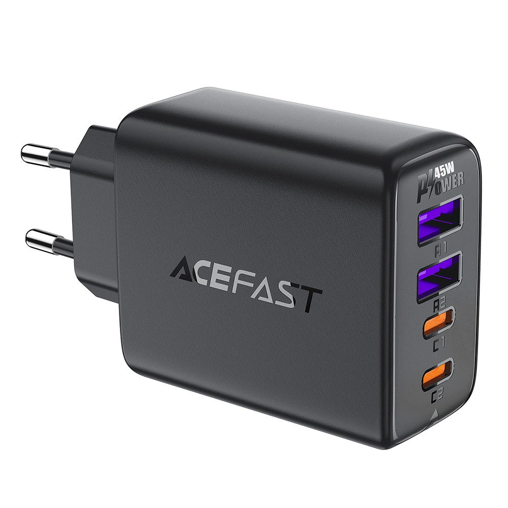 Acefast A61 Netzteil 45W | 2x USB-A & 2x USB-C | PD & QC | Schwarz