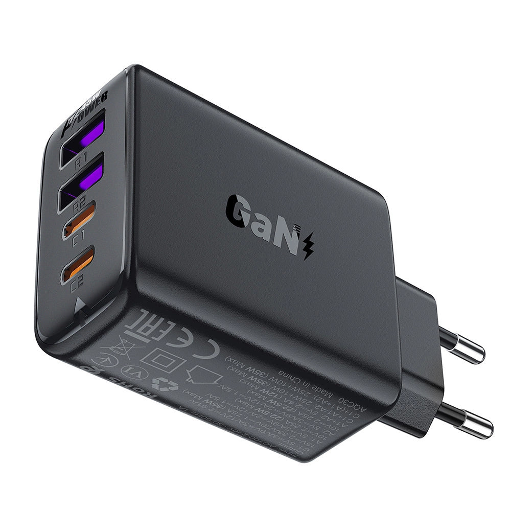 Acefast A61 Netzteil 45W | 2x USB-A & 2x USB-C | PD & QC | Schwarz
