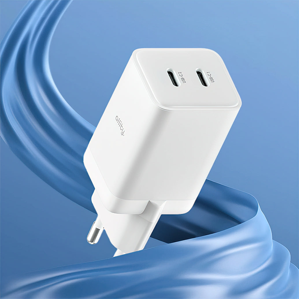 Allity Network Charger. ATC-01-45WCC Fast, 45W, 3A, 2 x USB-C, White