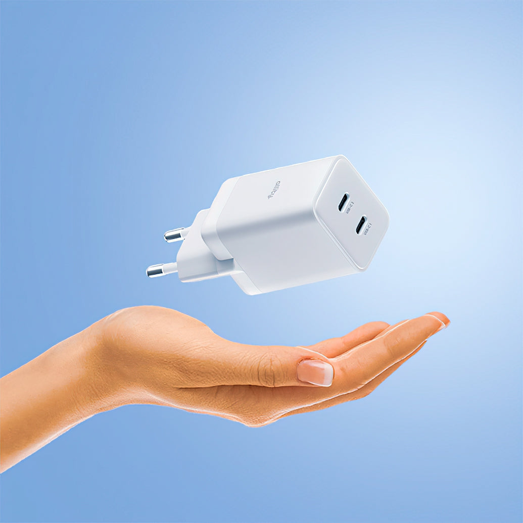 Allity Network Charger. ATC-01-45WCC Fast, 45W, 3A, 2 x USB-C, White