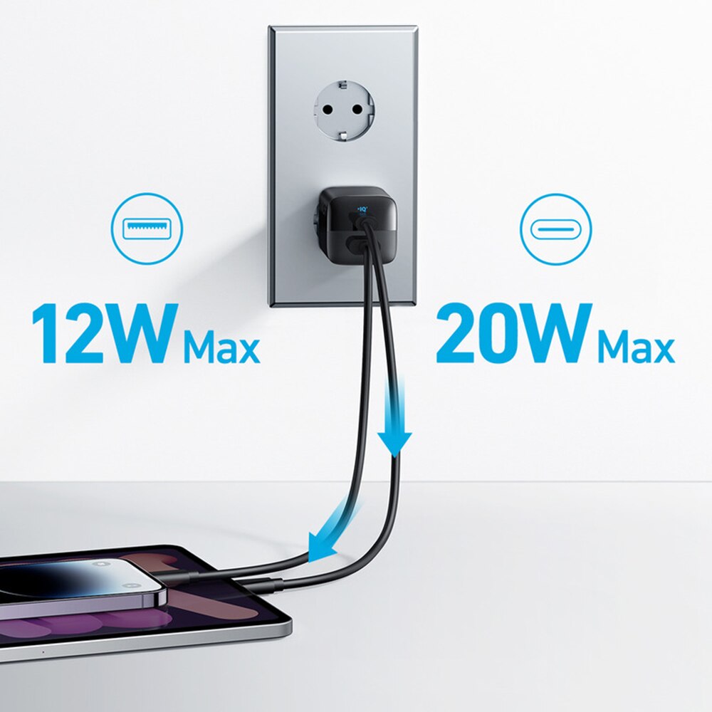 Anker 323 Netzwerk-Ladegerät, 33W, 3A, 1 x USB-A - 1 x USB-C, Schwarz A2331G11