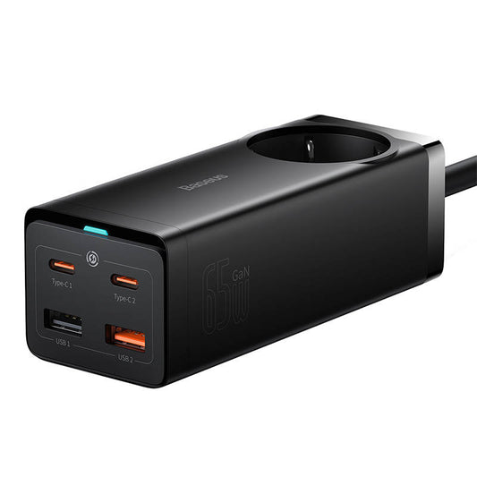 Netzwerk-Ladegerät Baseus GaN3 Pro PowerStrip, 65W, 3A, 2 x USB-A - 2 x USB-C - 1 x Schuko, Schwarz PSZM000901 PSZM000901
