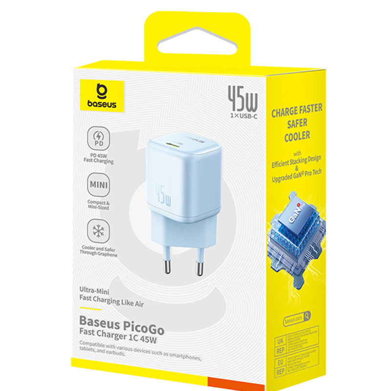 Baseus PicoGo Netzladegerät, 45W, 3A, 1 x USB-C, Blau P10176800313-00
