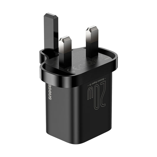 Baseus Super Si UK Netzladegerät, 20W, 3A, 1 x USB-C, Schwarz CCSUP-K01