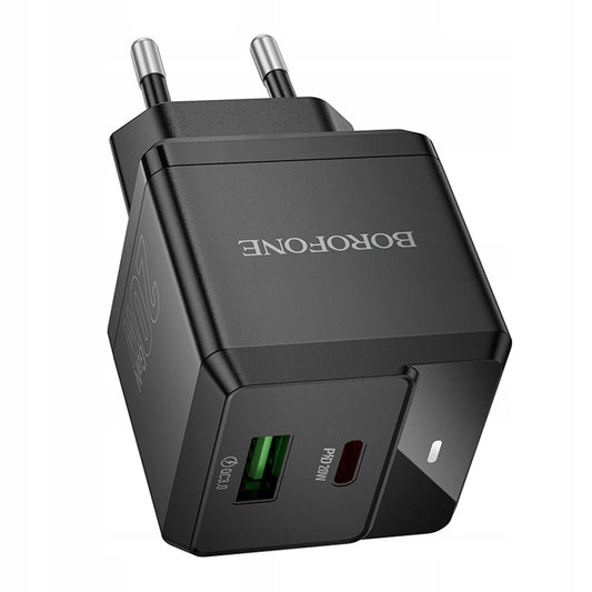Netzladegerät Borofone BN19 Intenso, 20W, 3A, 1 x USB-A - 1 x USB-C, Schwarz