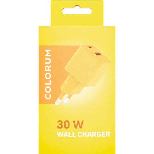 Netzwerk-Ladegerät Colorum CLS30-AC-05, 30W, 3A, 1 x USB-A - 1 x USB-C, Gelb