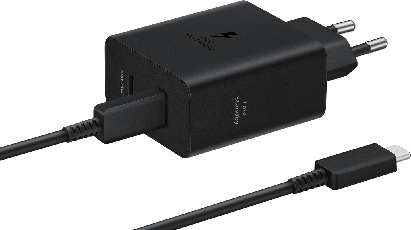 Samsung Netzwerk-Ladegerät mit USB-C Kabel, 50W, 3A, 2 x USB-C, Schwarz EP-T5020XBEGEU