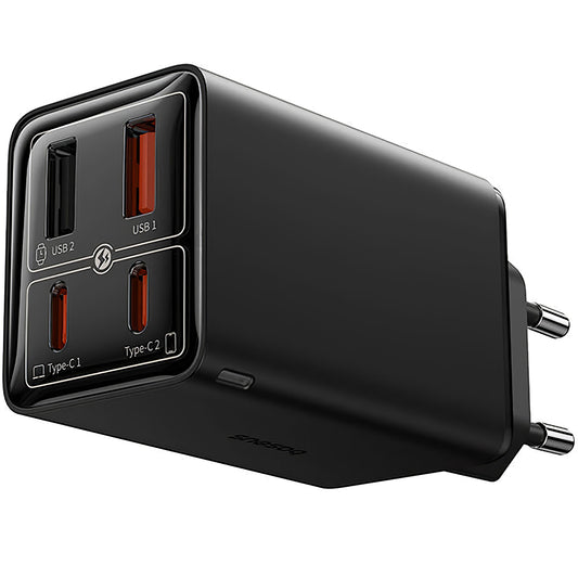 Baseus GaN6 Pro USB-C Kabel Netzwerk-Ladegerät mit USB-C Kabel, 100W, 3.25A, 2 x USB-A - 2 x USB-C, Schwarz P10162705112112-00