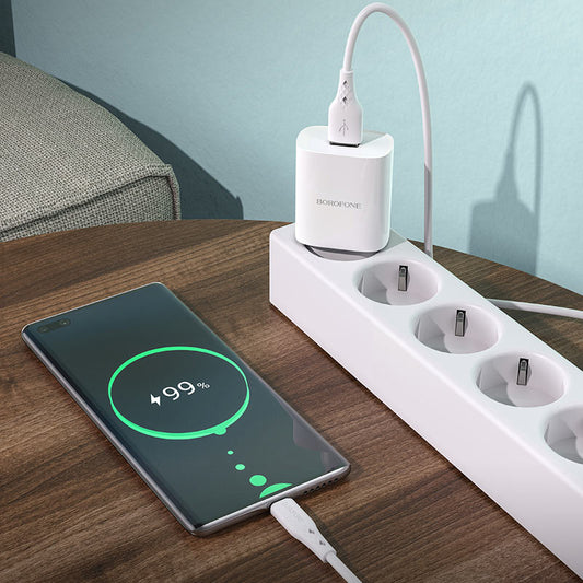 Netzwerk-Ladegerät mit USB-C Kabel Borofone BN1, 10W, 2.1A, 1 x USB-A, Weiß