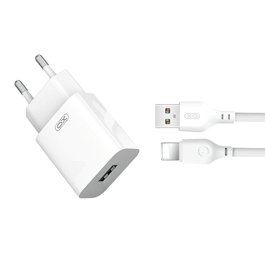 Netzladegerät mit Lightning-Kabel XO Design L99, 12W, 2.4A, 1 x USB-A, Weiß