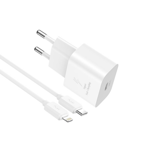 Netzteil mit Lightning-Kabel XO Design L167, 25W, 3A, 1 x USB-C, Weiß