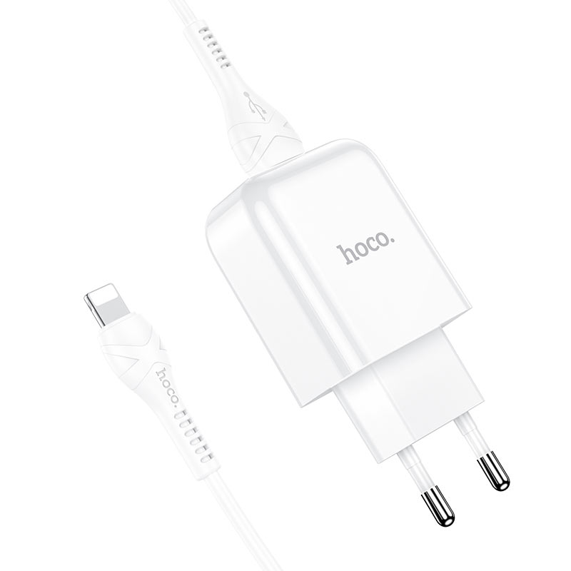 HOCO N2 Network Charger with Lightning Cable, 10W, 2A, 1 x USB-A, White
