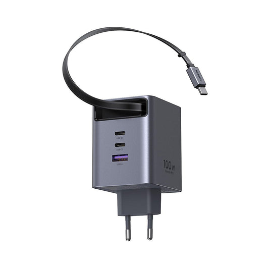 Netzteil mit USB-C-Kabel UGREEN X616 (65828), 100W, 5A, 1 x USB-A - 3 x USB-C, Grau