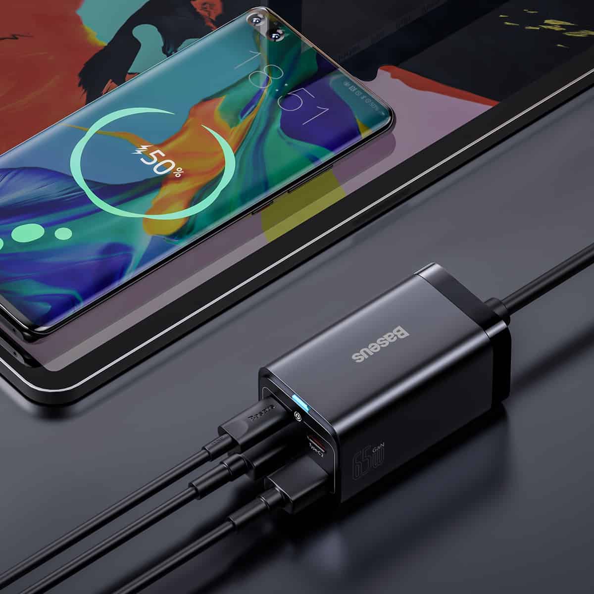 Baseus GaN3 Pro Netzteil 65W | 2x USB-A & 2x USB-C | Schwarz