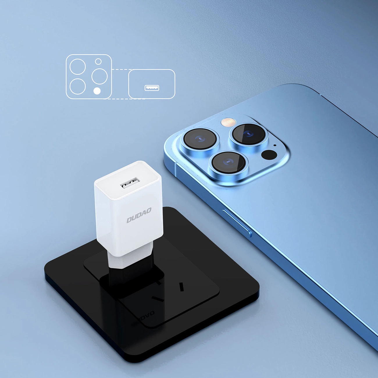 Netzladegerät mit USB-C Kabel Dudao A4EU, 10W, 2.1A, 1 x USB-A, Weiß