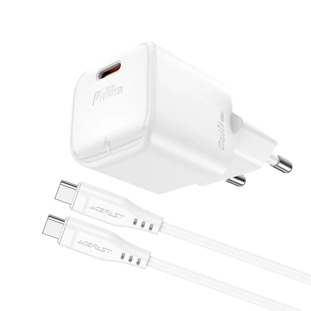 Netzladegerät mit USB-C Kabel Acefast A77, 30W, 3A, 1 x USB-C, Weiß