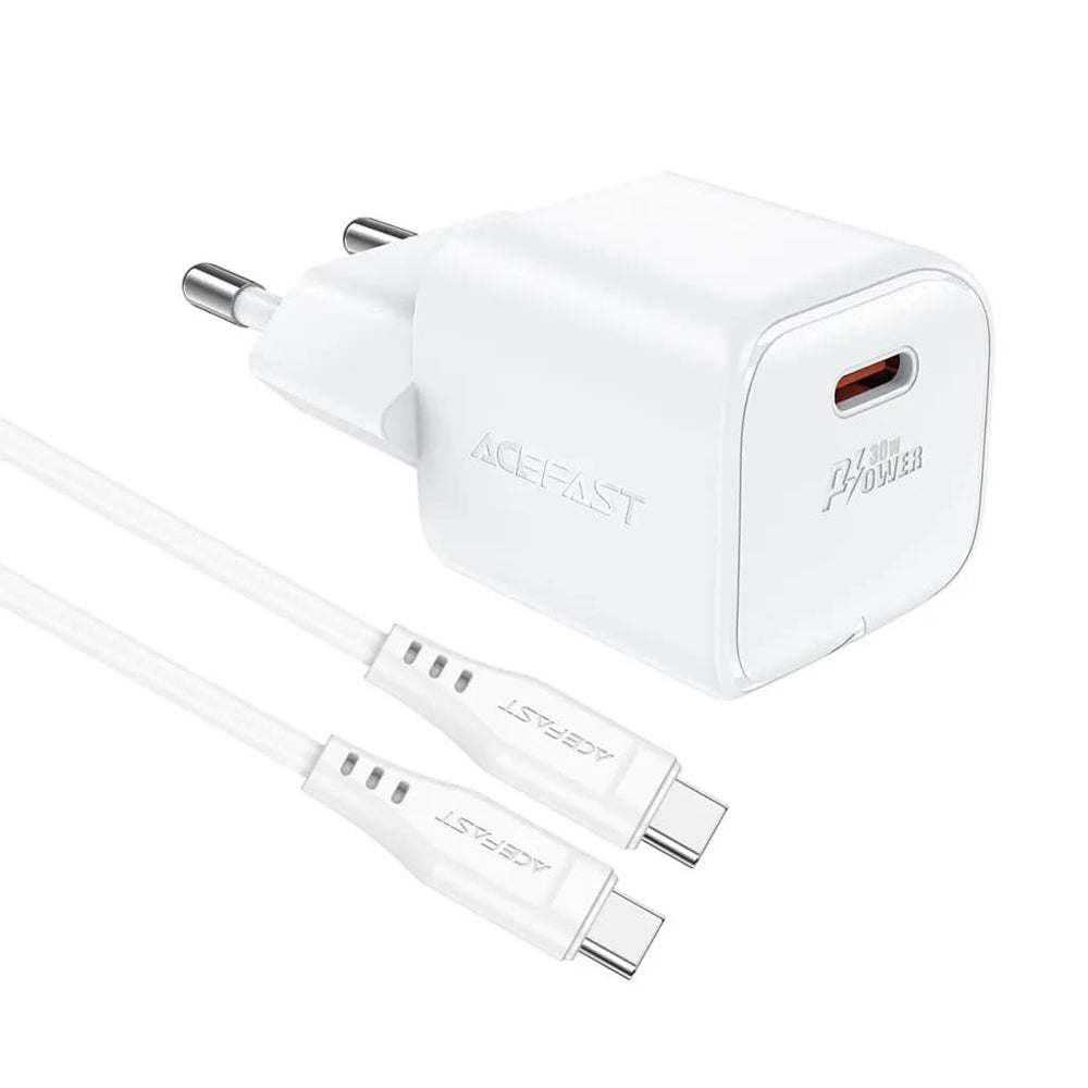 Netzladegerät mit USB-C Kabel Acefast A77, 30W, 3A, 1 x USB-C, Weiß