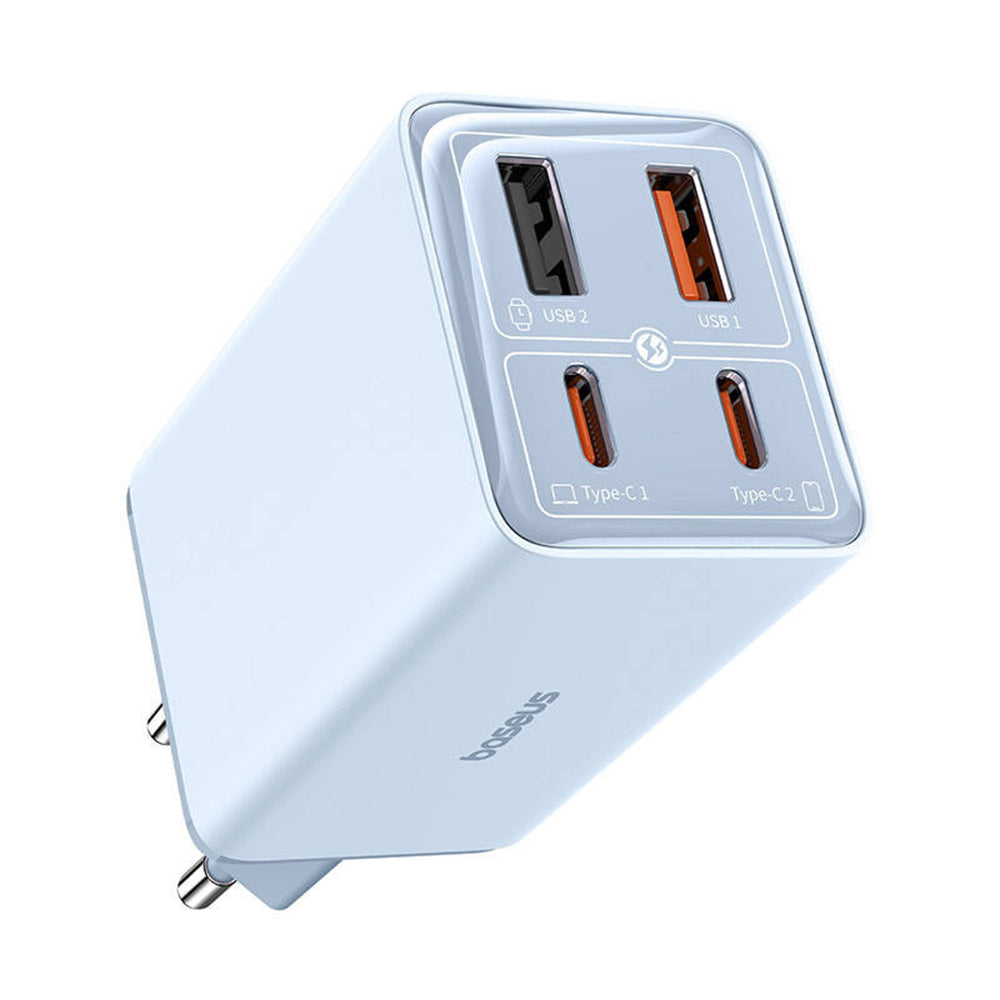 Baseus GaN6 Pro USB-C Cable Wall Charger, 65W, 3.25A, 2 x USB-A - 2 x USB-C, Blue P10162701313-00