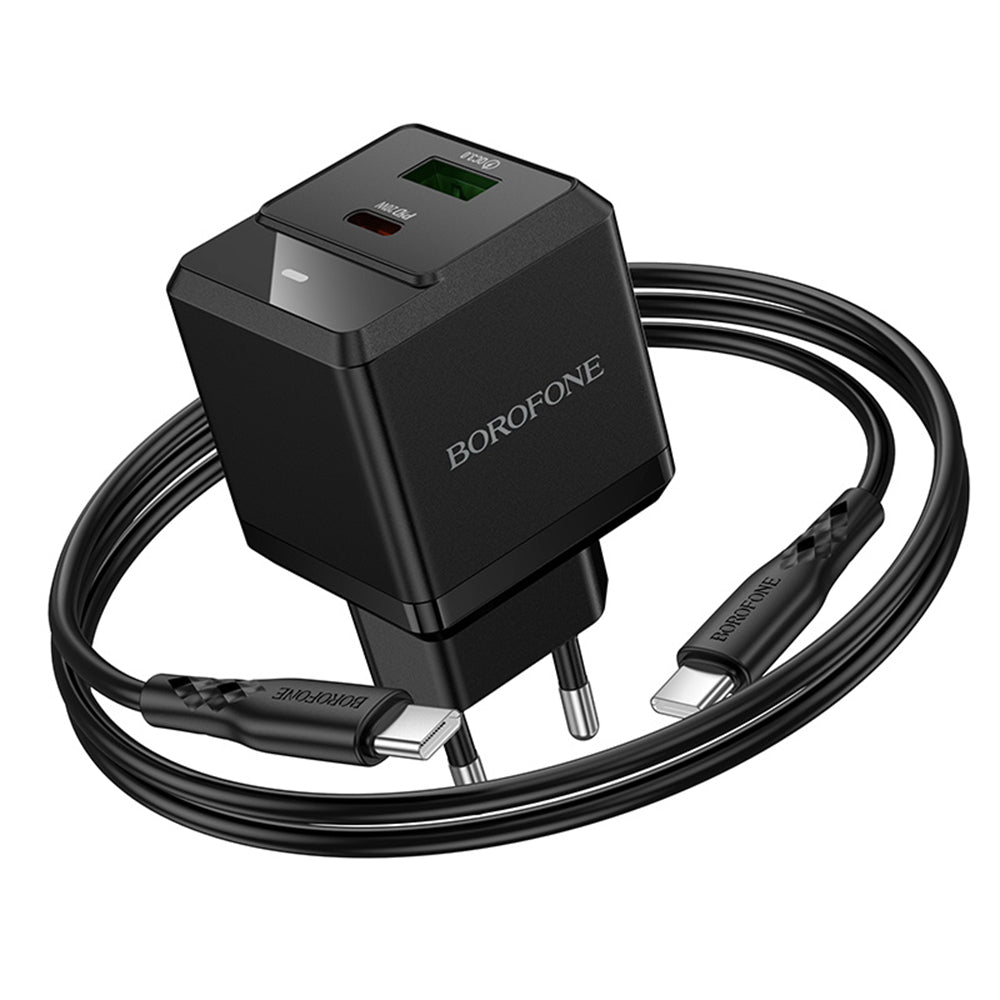 Netzladegerät mit USB-C Kabel Borofone BN19 Intenso, 20W, 3A, 1 x USB-A - 1 x USB-C, Schwarz