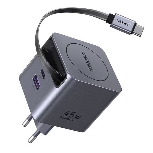 Netzladegerät mit USB-C Kabel UGREEN X614, 45W, 3A, 1 x USB-A - 1 x USB-C, Grau