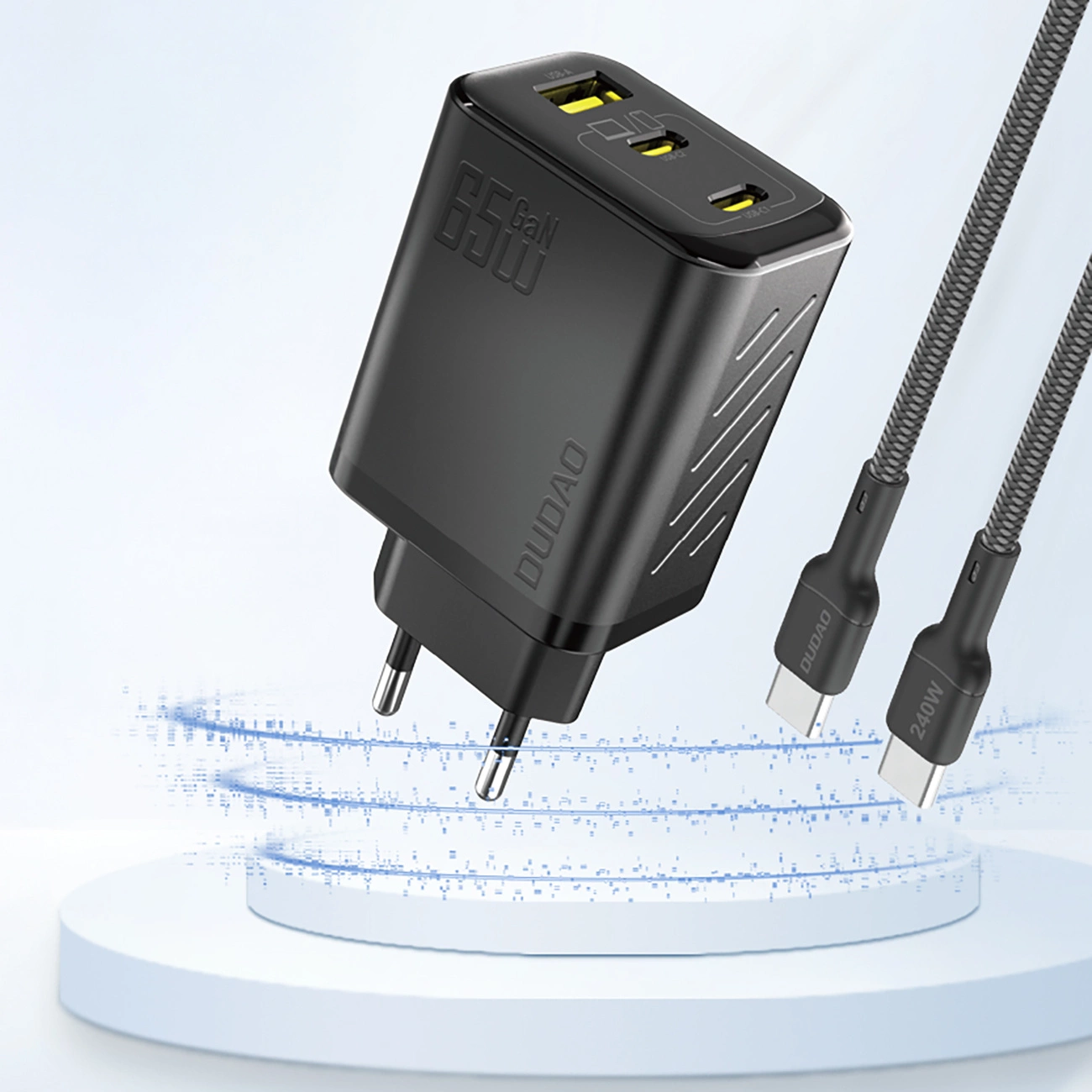 Netzladegerät Dudao A29, 65W, 1 x USB-A - 2 x USB-C, Schwarz